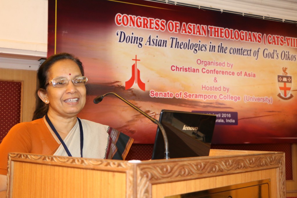 Sr. Dr. Shalini Mulackal addressing the audience at eighth Congress of Asian Theologians (CATS)