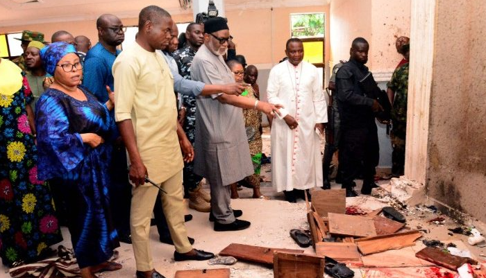 Một vụ tấn công xảy ra tại nhà thờ Thánh Phanxicô ở bang Ondo, Nigeria(05/06/2022) (AFP or licensors)